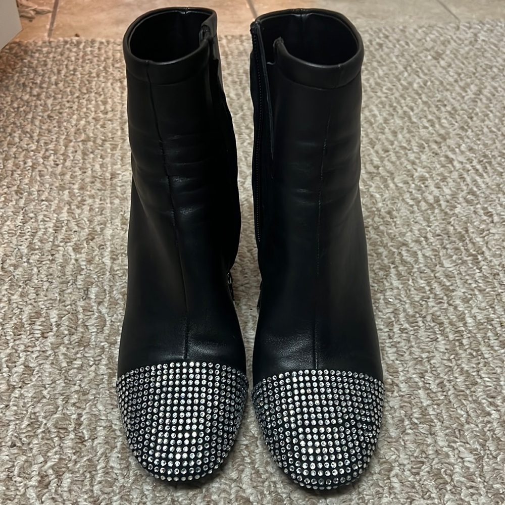 Rebecca Minkoff Leather Ankle Boots with Crystal Rhinestones